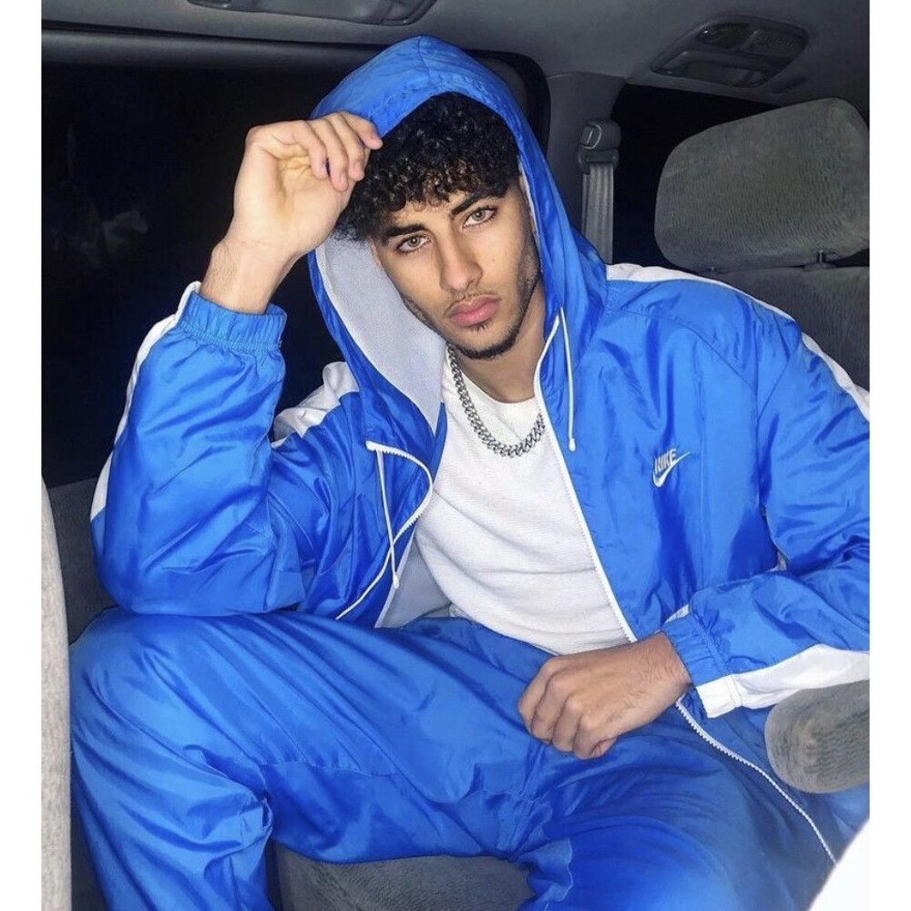 Nike Vintage Super Rare Hoxton Jacket Windbreaker Blue Nylon Shiny Glanz Medium